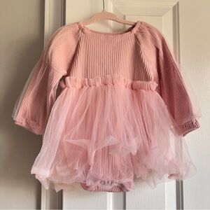 Pink Tulle Baby Dress Bodysuit Romper Onesie
